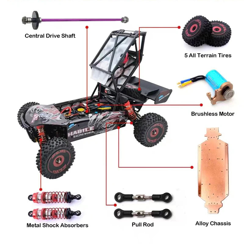 75 KM/H WLtoys 124016 V8 RC Car Brushless 4WD Electric High Speed Off-Road Remote Control Drift Rc Cars for Adults Toys
