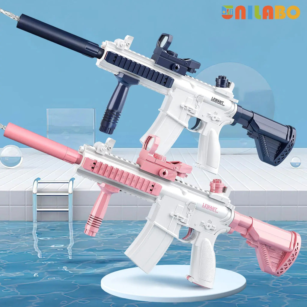 Unilabo M416 Electric Water Gun - Battery Powered With External Water Bottle Attachment - Perfect For Kids &amp; Adults Outdoor Fun