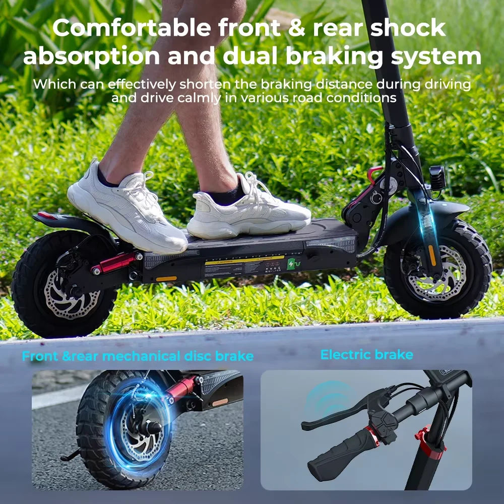 iScooter iX3 800W Powerful Electric Scooter 40KM Range 10inch Off Road Tire Electric Kick Scooter 10Ah 40KM/H Scooter for Adults