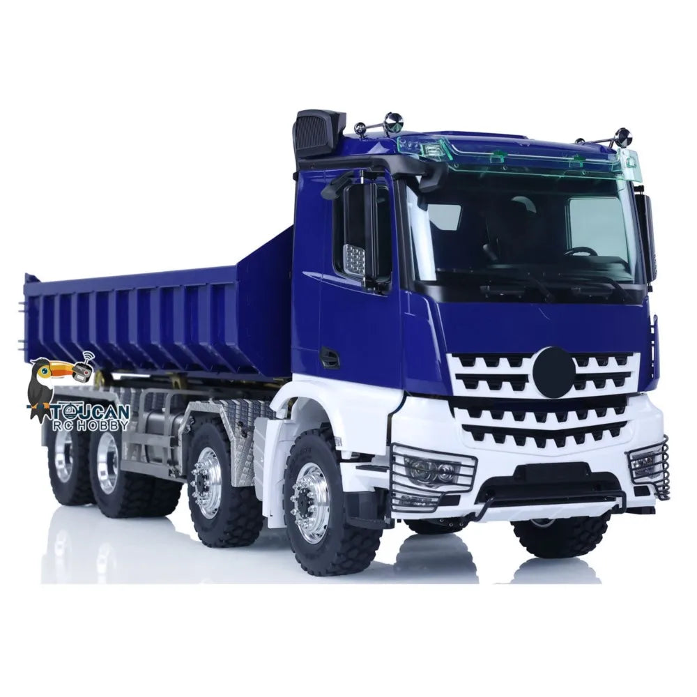 LESU RC Hydraulic Dump Truck 8x8 RTR 1/14 Scale RC Metal Roll On/Off K3363 Full Dump Car Model Lights Sounds Toy Gift THZH1708