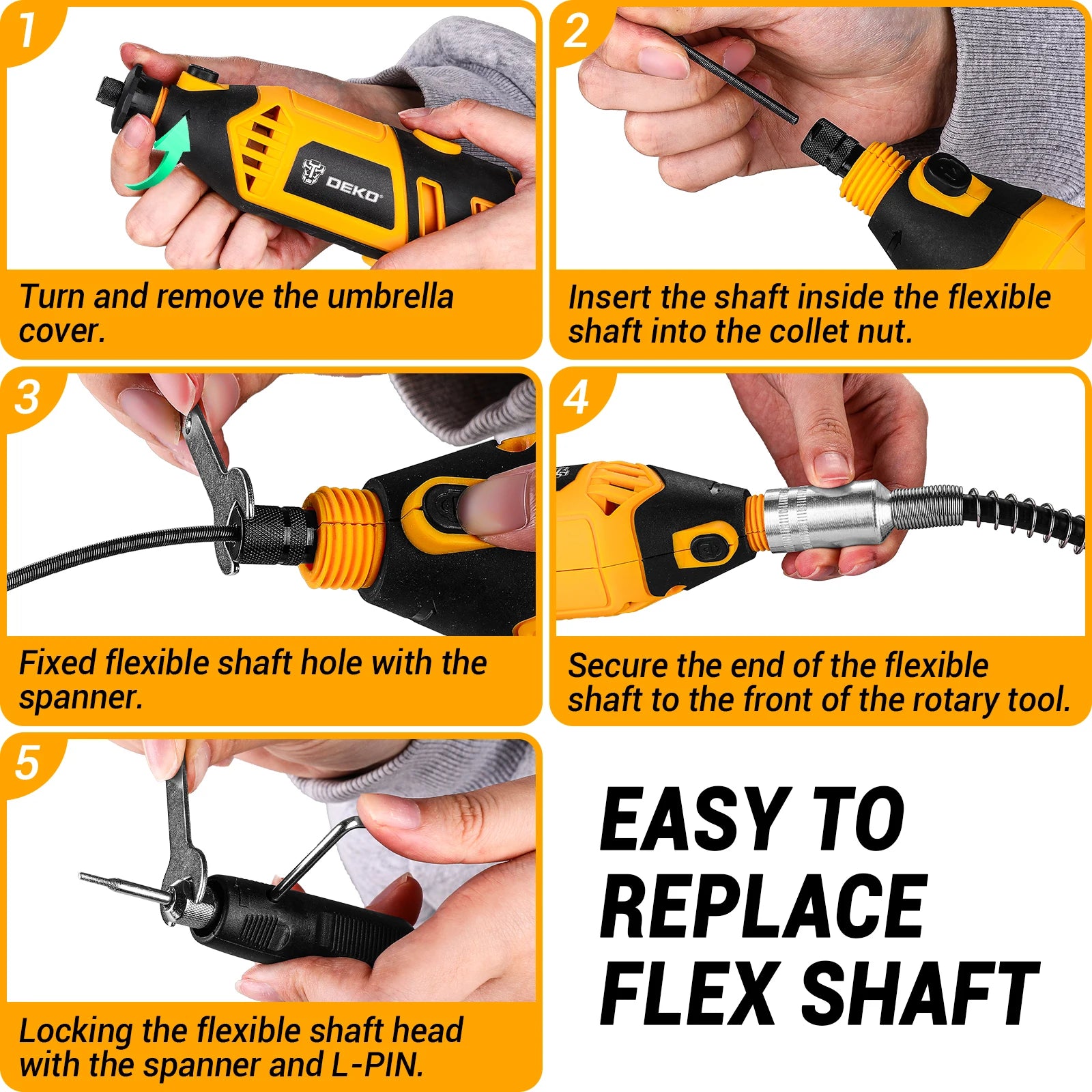 DEKO Rotary Tool Kit Power Hand Rotary Tools Mini for Wood/Metal, Electric Grinder Drill Machine