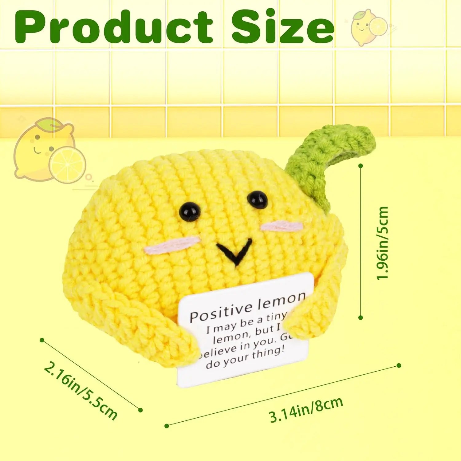 Positive Energy Pocket Hug Crochet Doll, Mini Handmade Knitted Plush Potato Turtle Vegetable Duck Funny Support Gift with Card