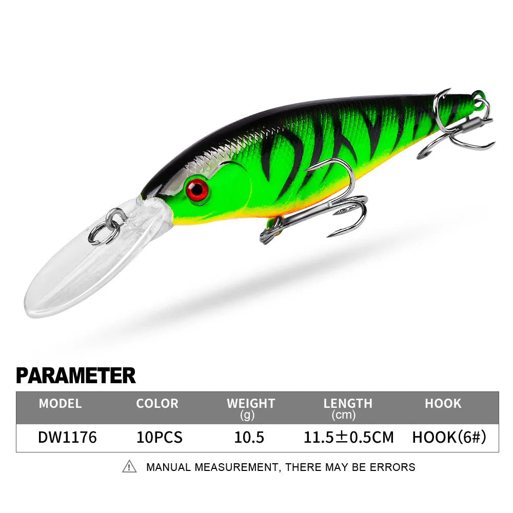 PROBEROS 1PCS Minnow Fishing Lure 11cm 10g Floating Hard Wobbler Bait Crankbait Carp Striped Bass Pesca Fishing Tackle SwimBait