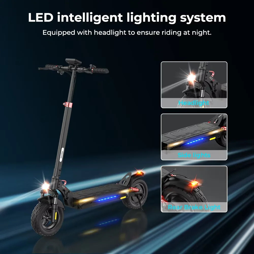 iScooter iX3 800W Powerful Electric Scooter 40KM Range 10inch Off Road Tire Electric Kick Scooter 10Ah 40KM/H Scooter for Adults