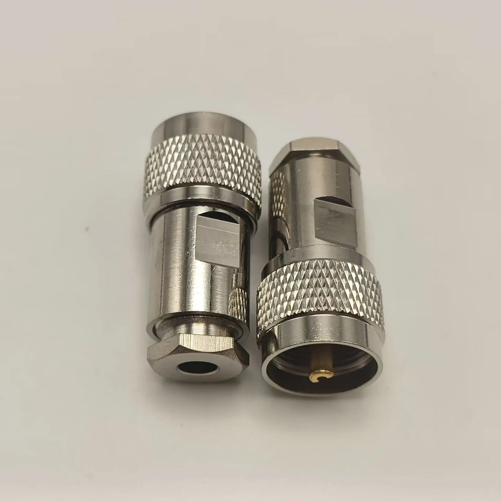 1pce Connector UHF PL259 Male Plug Clamp RG58 RG142 LMR195 RG400 Cable Straight Adaptor