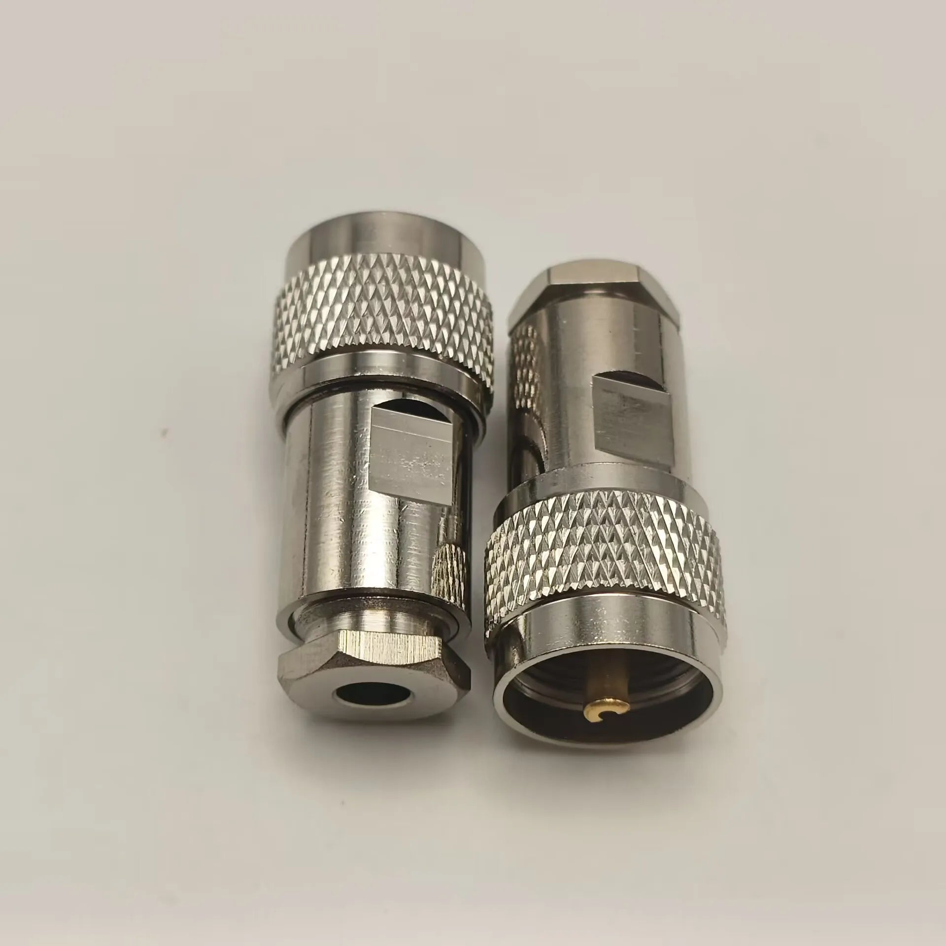 1pce Connector UHF PL259 Male Plug Clamp RG58 RG142 LMR195 RG400 Cable Straight Adaptor