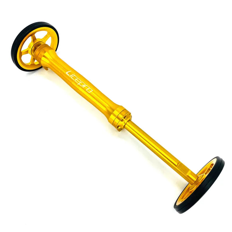 Litepro Easywheel & Extension Rod For Brompton Folding Bike Rear Cargo Rack Bearing Easy Wheel Telescopic Bar Aluminum Alloy