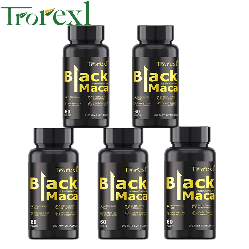 Organic Black Maca Pills 60 Tablets Men Enhancing Supplement Improve Size Endurance Promotes Healthy Energy
