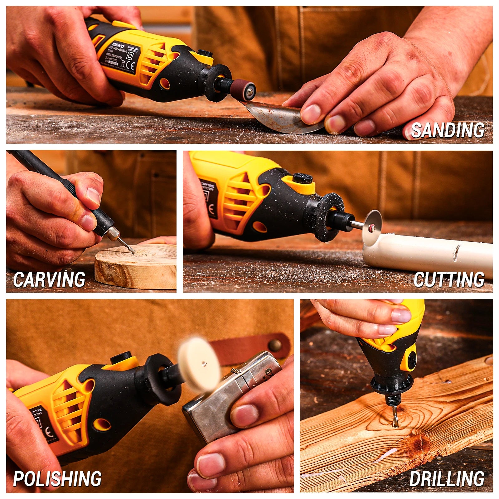 DEKO Rotary Tool Kit Power Hand Rotary Tools Mini for Wood/Metal, Electric Grinder Drill Machine