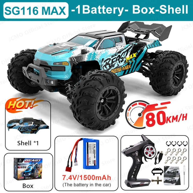 SG116MAX 80KM/H High Speed ​​RC Car Brushless 4WD Off-Road Drift Remote Control Car 1:16 Professional Racing Cars SG116PRO 40KM/H