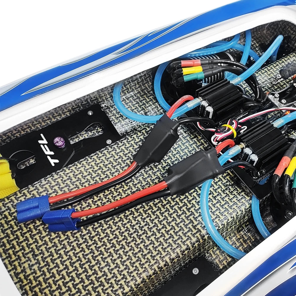 TFL Blue-White 1133 Pagani Zonda Fiberglass Catamaran Electric RC Racing Boat w/ Twin 4082 Motor / 160A ESC Speed Up to 100KM/H