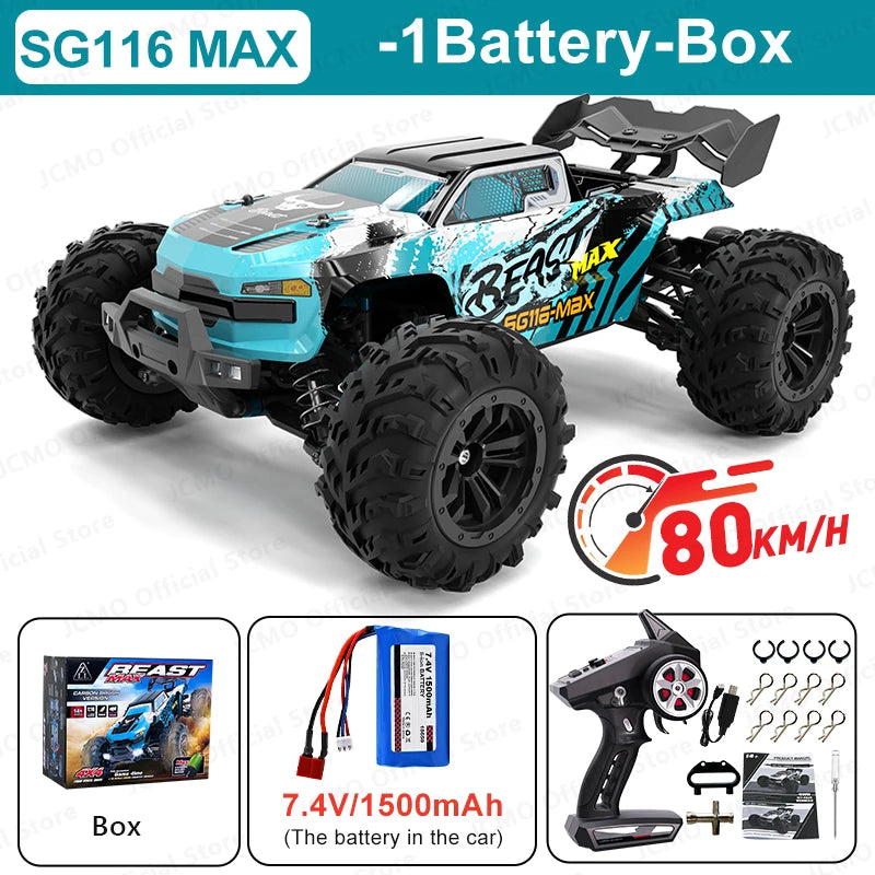 SG116MAX 80KM/H High Speed ​​RC Car Brushless 4WD Off-Road Drift Remote Control Car 1:16 Professional Racing Cars SG116PRO 40KM/H
