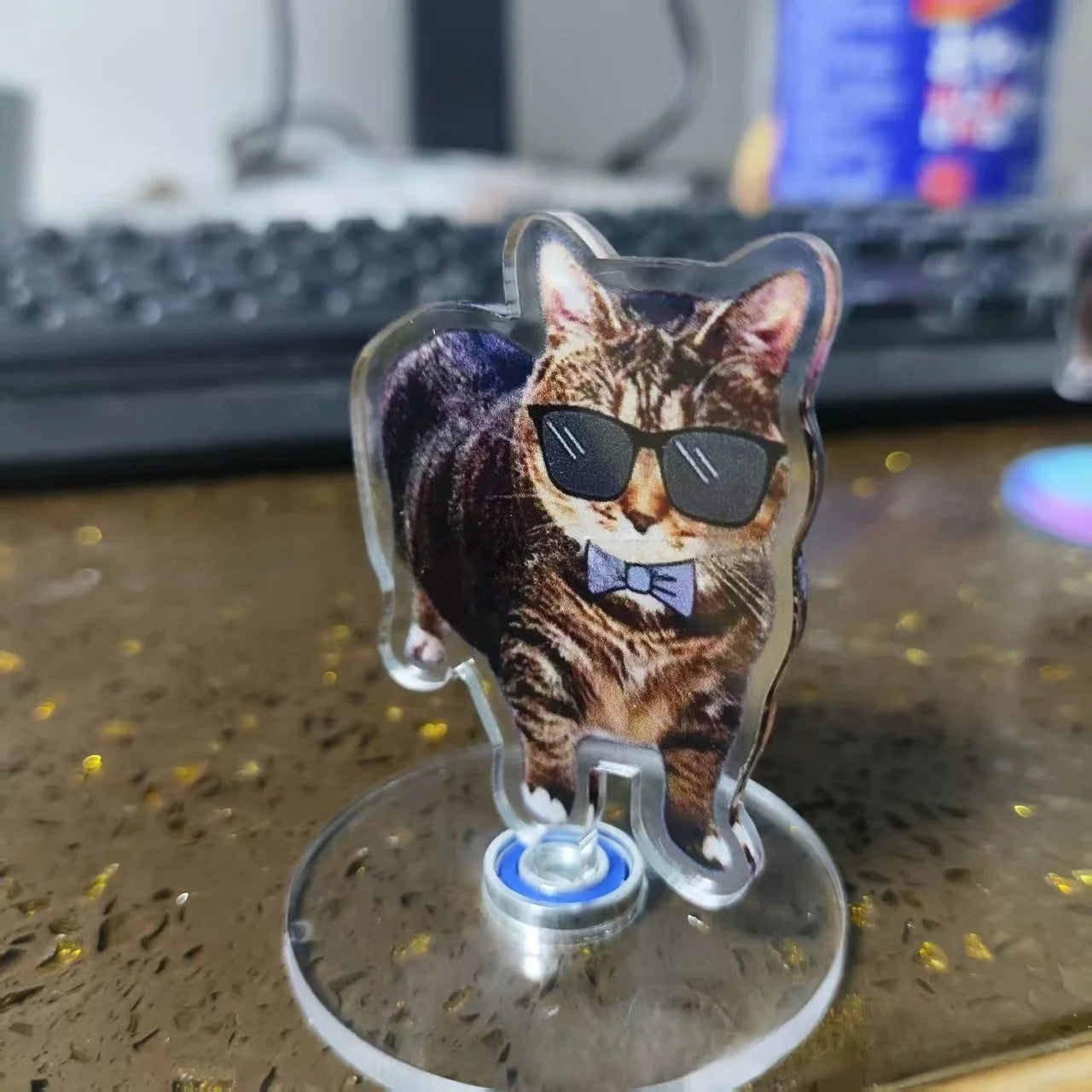 Cute Oiiai Cat NEW Pattern Acrylic 360° Rotating Kitten Stands for Desk Decoration Home Decor Car Motorcycle Kids Adults Gifts