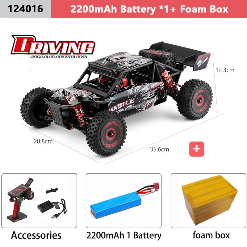 75KM/H WLtoys 124016 V8 RC Car Brushless 4WD Electric High Speed ​​Off-Road Remote Control Drift Rc Cars for Adults Toys