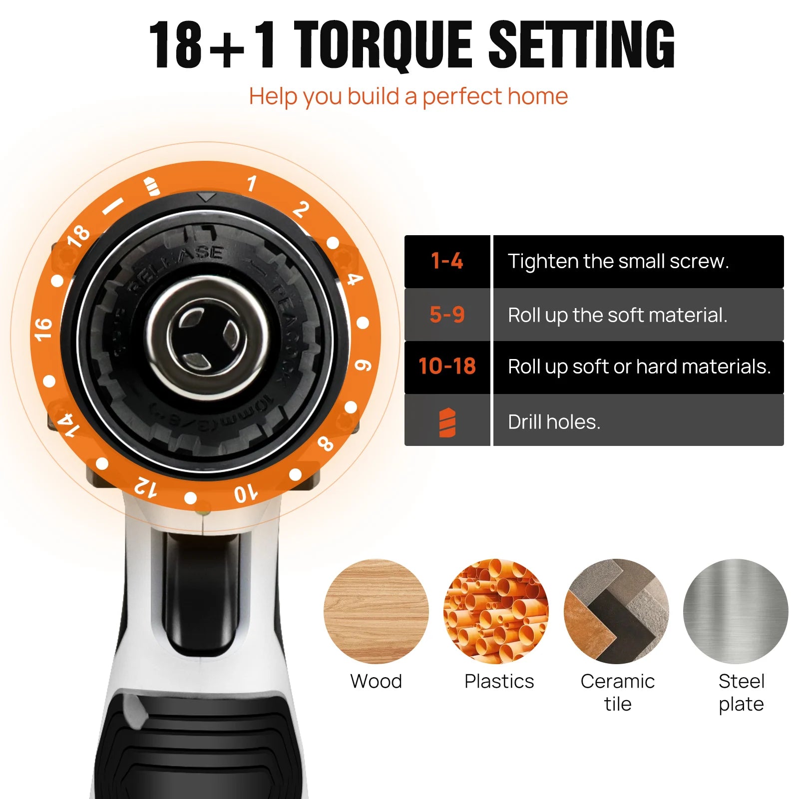 Cordless Drill Driver Kit with Battery,2 in 1 Electric Screwdriver Driver Tool Kit 45 Nm, Dual Speed ​​3/8 Inch Keyless Chuck
