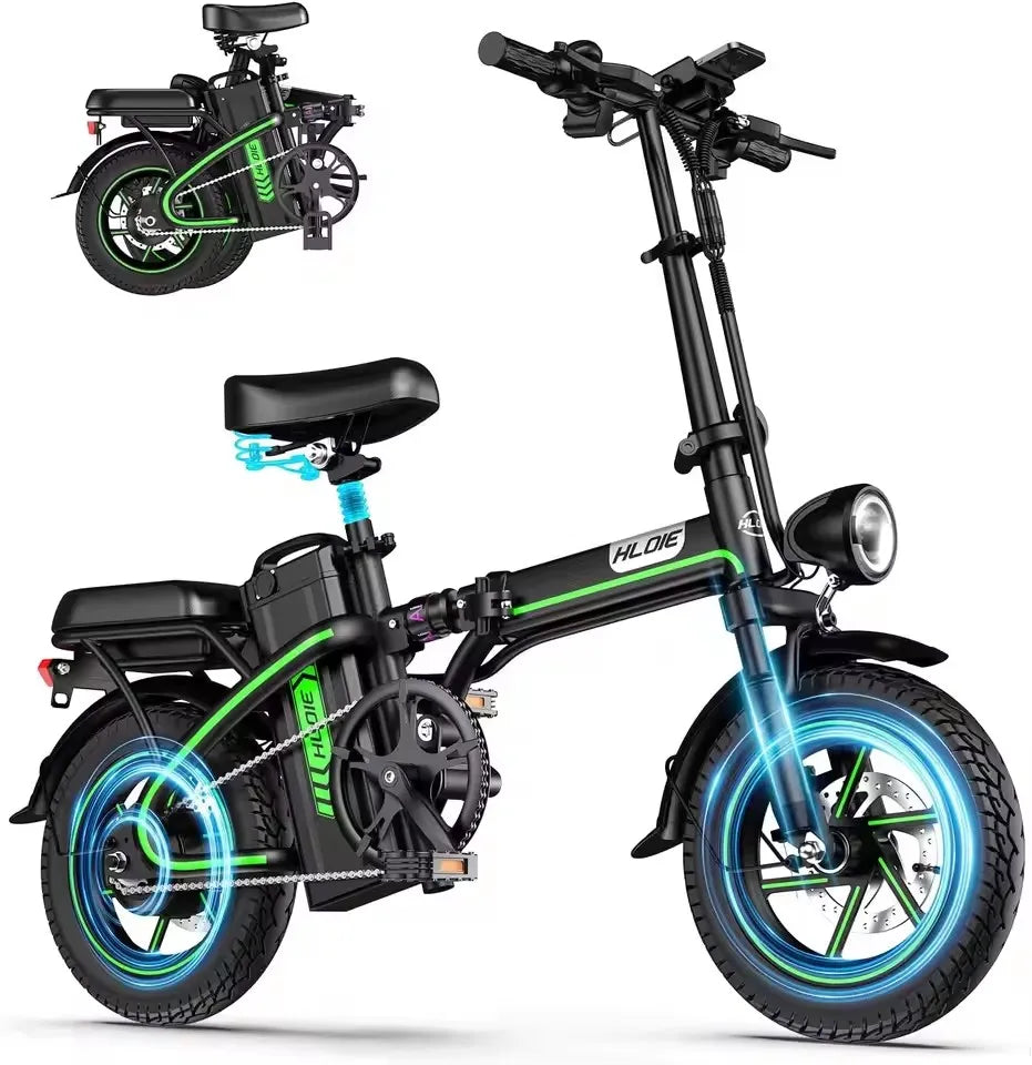 Folding Electric Bike for Adults, 500W Motor, 25MPH Max Speed Ebikes, 48V 17AH Removable Battery, Up to 42 Miles, 14" Fat Tire