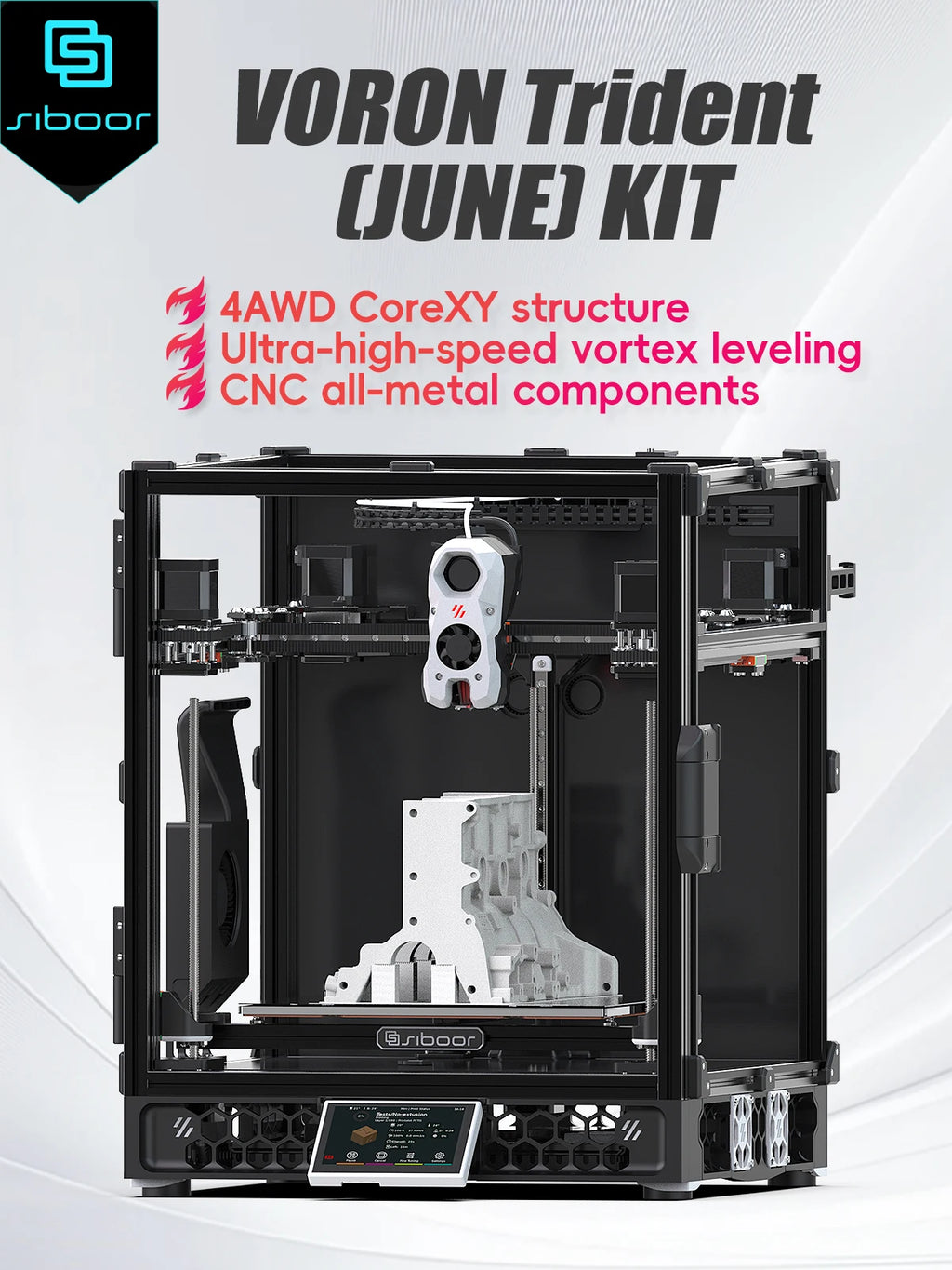 SIBOOR Voron Trident [June] 3D Printer 4AWD with CNC Metal Structure CoreXY DIY High Speed ​​3D Printer Kits AWD Components Full