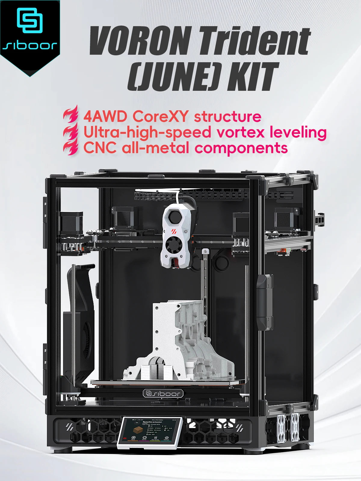 SIBOOR Voron Trident [June] 3D Printer 4AWD with CNC Metal Structure CoreXY DIY High Speed ​​3D Printer Kits AWD Components Full