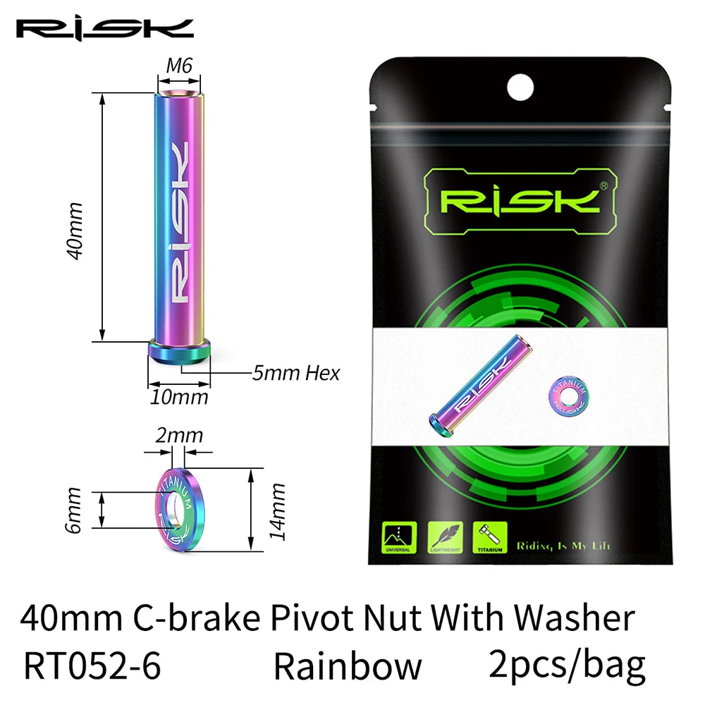 RISK Bicycle C Brake Caliper GR5(TC4) Titanium Road Bike C Clamp Fixed Nuts With Washer M6 x 10/15/20/25/30/40mm Cycling Parts