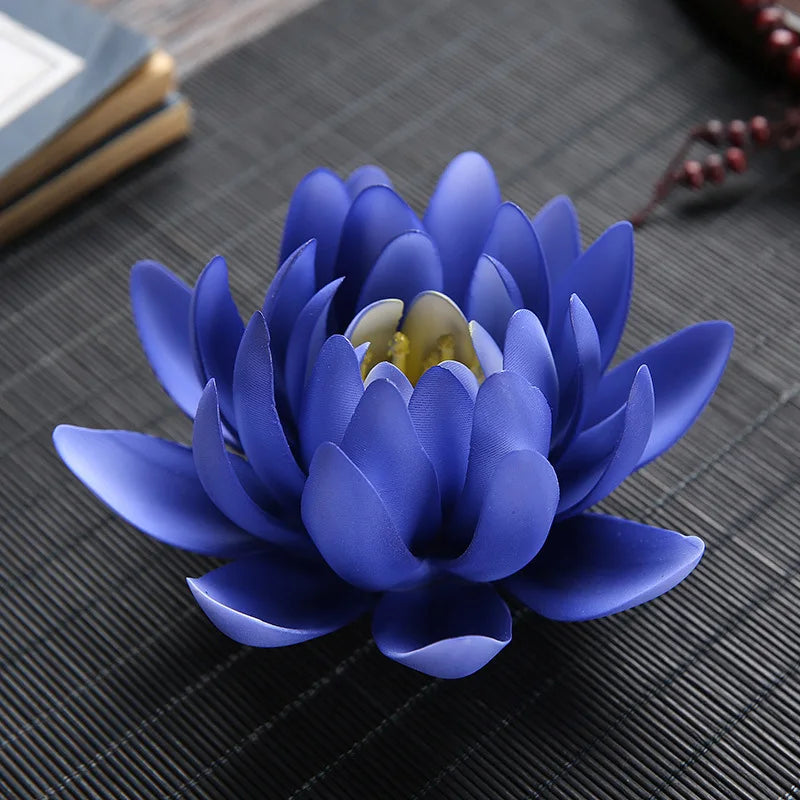 Exquisite Porcelain Lotus Model Handmade Ceramics Water Lily Miniature Home Flower Ornament Tabletop Craft Decor Accessories