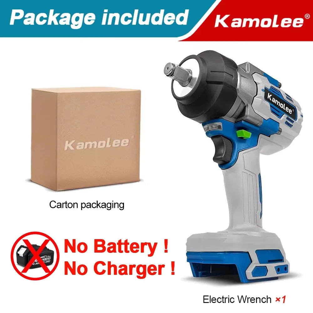 Kamolee 3100NM High Torque Wireless Charging Wrench 1/2 Inch 21V-24V Brushless Electric Impact Wrench Repair Power Tool Set
