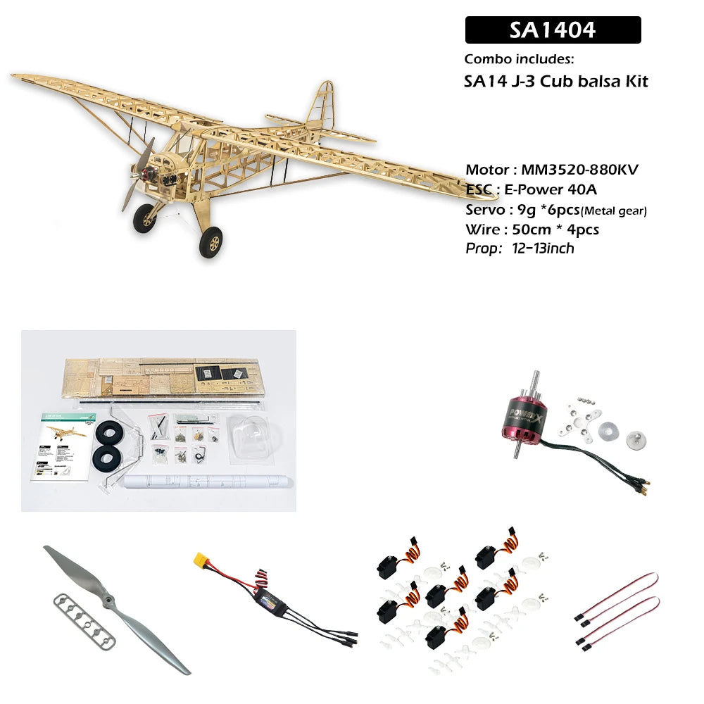Dancing Wings Hobby SA14 J3 Cub 2000mm Wingspan Balsa Wood RC Airplane KIT / KIT+Power System Combo
