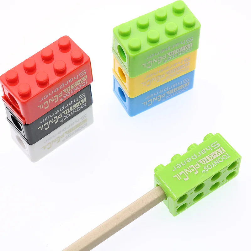 10pcs Building Blocks Pencil Sharpener Office And School Supplies Student Stationery