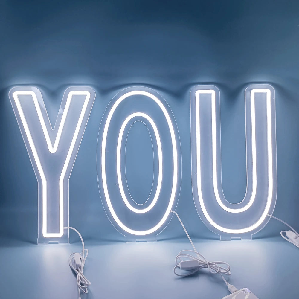 45cm High Stand-Up Neon Letter Sign USB Plug-In Night Light Sweet Alphabet for Wedding Birthday Home Bar Festival Decor