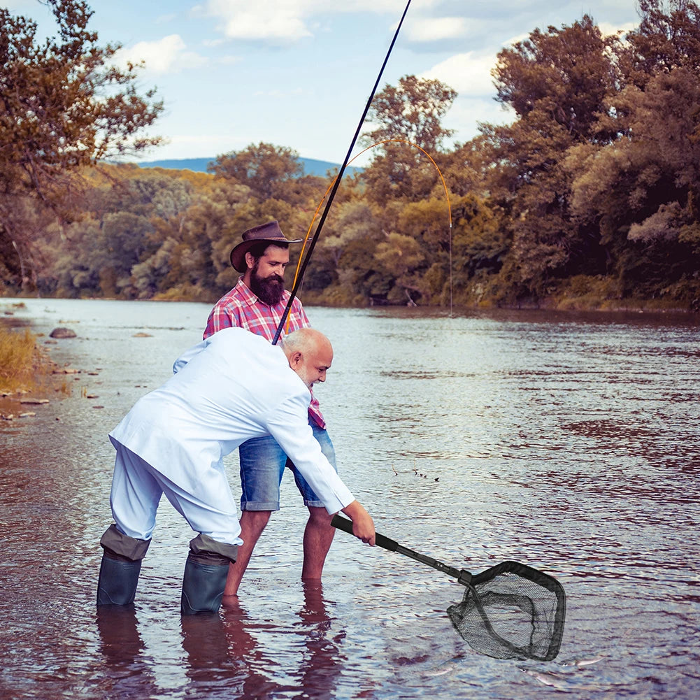 Floating Fishing Net Foldable Landing Net Easy Catch&amp;Release with Telescopic Pole Rubber Coated Fish Net for Saltwater Freshwate