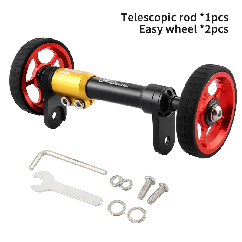 MUQZI Eazy Wheel and Extender Telescopic Mounting Axle Rod Kit Compatible with Brompton Folding Bike