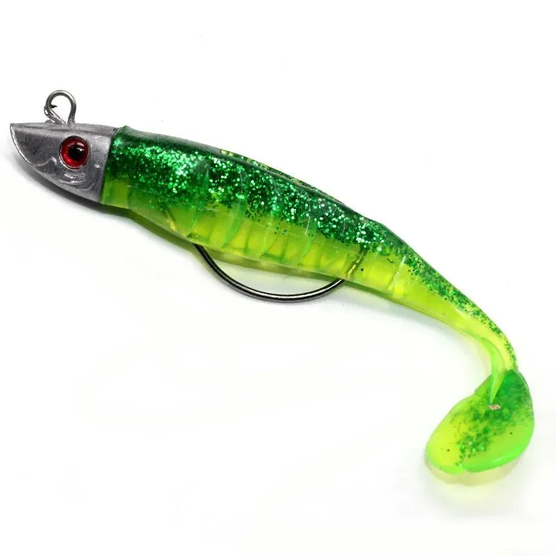BURLE 10cm 15.5g 13cm 26g T Tail Soft Lure Jig Head Soft Fishing Lure With Barbed Hook
