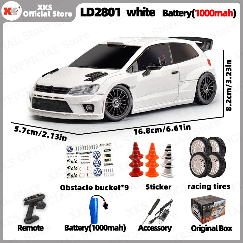 XKS LDRC LD2801 Pro 1/28 4WD RC Car Drift Racing Built-in ESP Gyroscope 2.4G Full Proportional Control RC Toy Gift for Boys Men