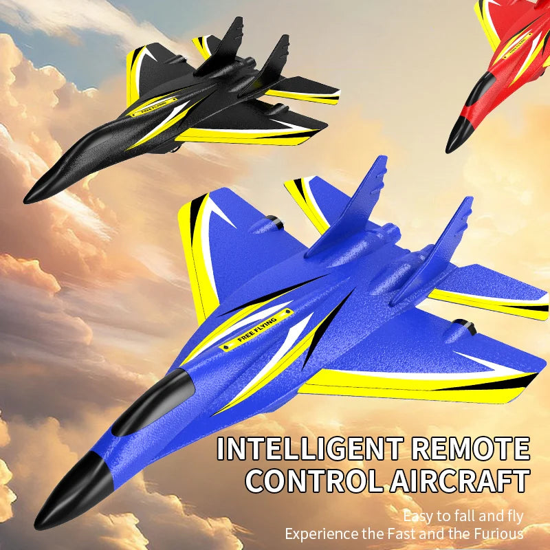 DWi RC Foam Airplane 2.4G Remote Control Glider Fighter Jet with Cool LED Light Toy Gift for Boys Kids Remote control aircraft