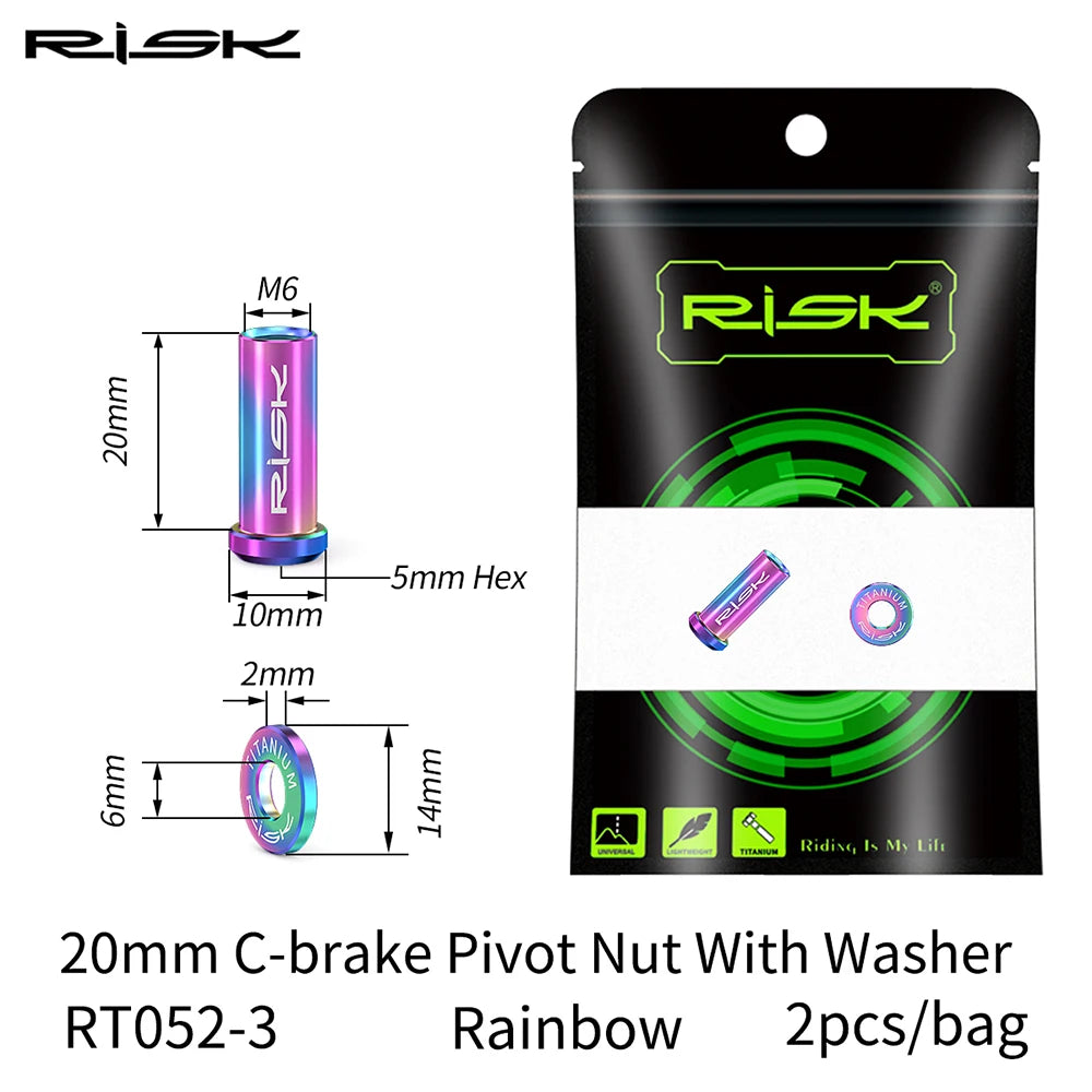 RISK Bicycle C Brake Caliper GR5(TC4) Titanium Road Bike C Clamp Fixed Nuts With Washer M6 x 10/15/20/25/30/40mm Cycling Parts