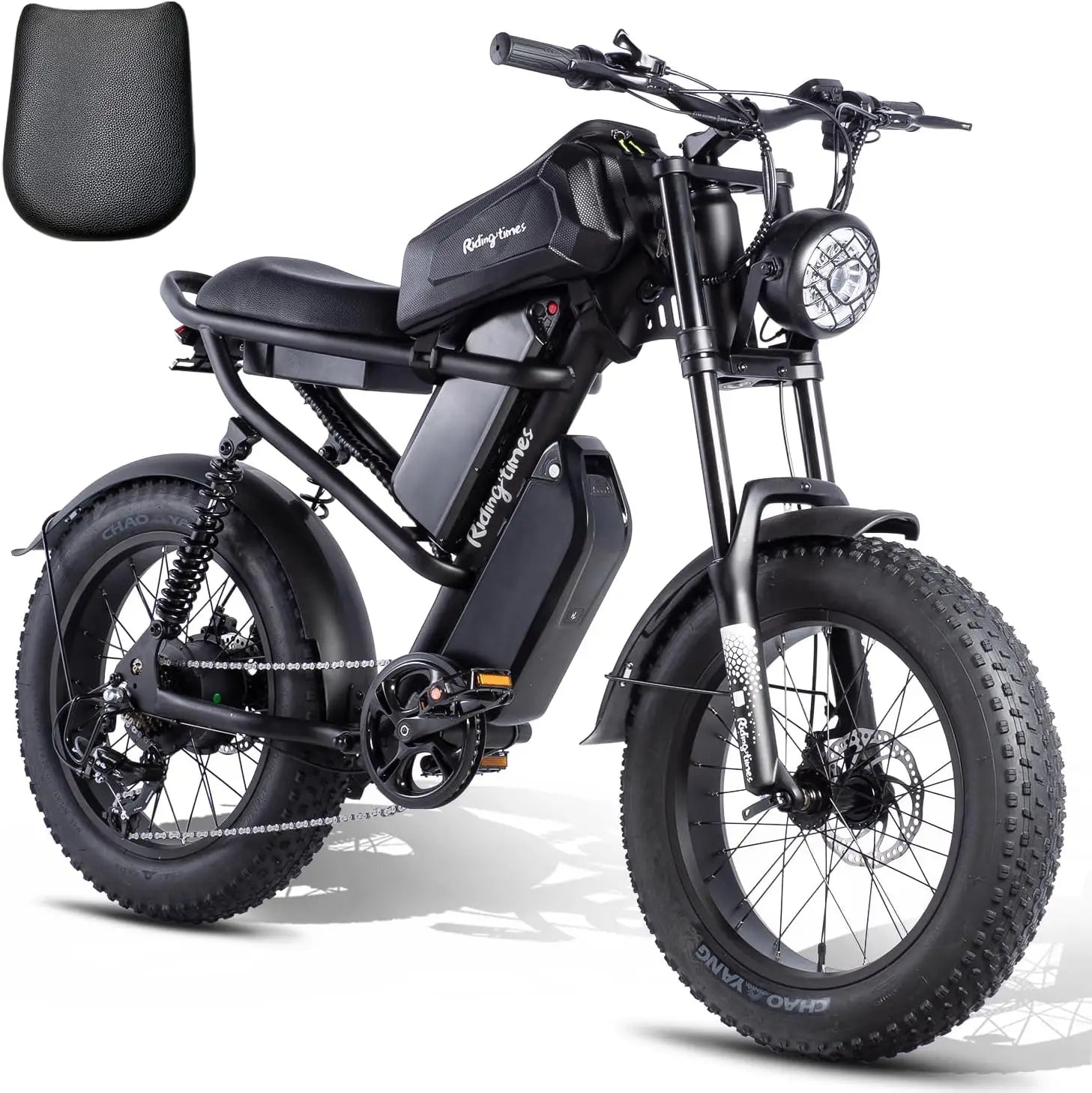 31.2AH Moped Style Ebike for Adults 1500W, Max 31MPH & 70-150 Miles, Long Seat Electric Dirt Bike with 20" Fat Tire, Full Suspen