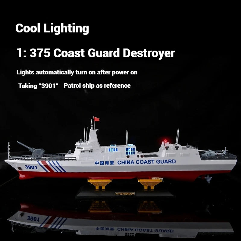 Remote Control Electric Rc Coast Guard Destroyer Simulation Military Model Ship Real Launch Water Cannon Can Launch Ship Toy