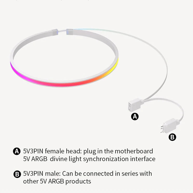 5V 3PIN ARGB LED Light Bar Colorful Atmosphere 40cm 3M Adhesive backing Flexible DIY Lamp Strip for PC Computer Case Chassis