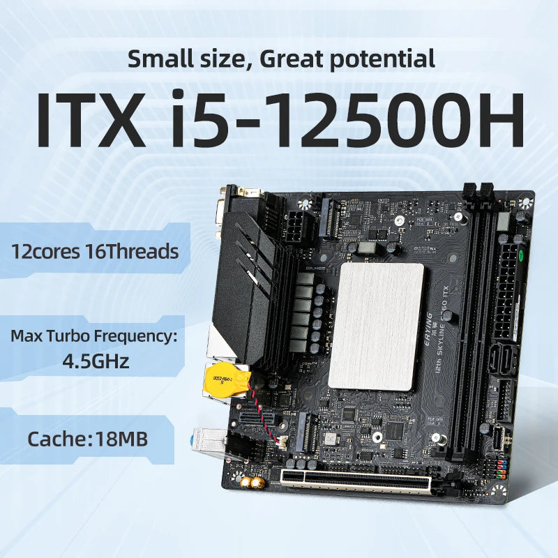 DIY Gaming computer ERYING M-ITX DIY Desktop Motherboard CPU RAM COMBO Kit i5 12500H i5-12500H 12C16T DDR4 Interposer Kit