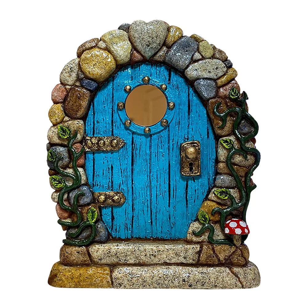 Elf Fairy Door Miniature Garden Tree Doors Miniature Yard Art Wooden Sculptures Mini Home Garden Doors Christmas Decoration