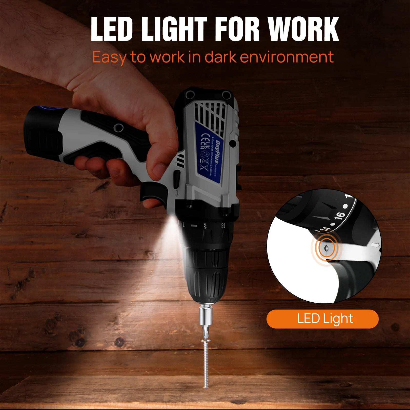 Cordless Drill Driver Kit with Battery,2 in 1 Electric Screwdriver Driver Tool Kit 45 Nm, Dual Speed ​​3/8 Inch Keyless Chuck