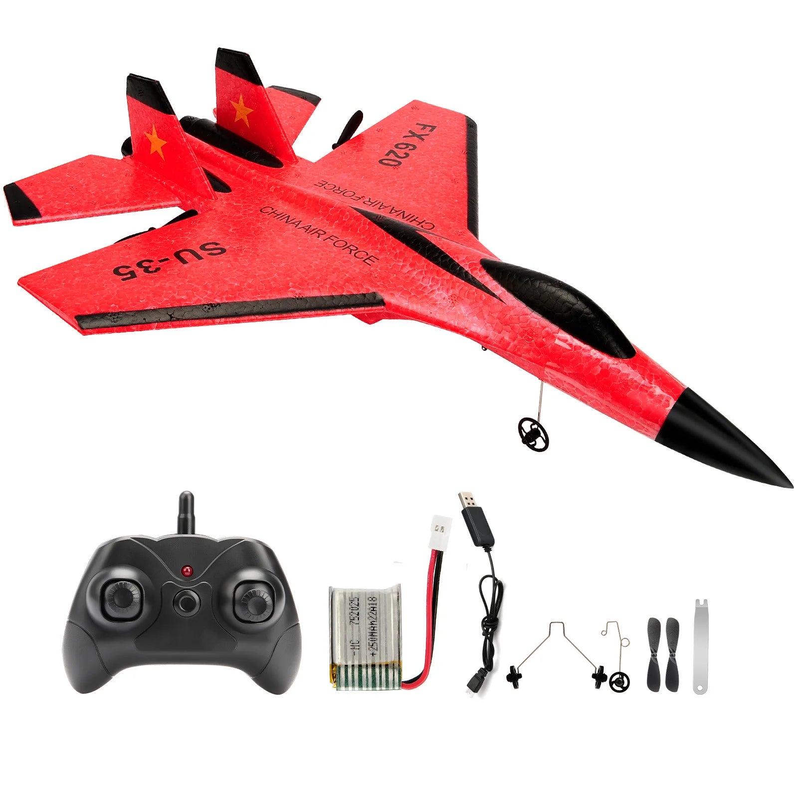 SU35 RC Airplane 2.4G 2CH Remote Control Glider SU27 EPP Foam Plane With LED Light Fixed Wing Electric Aircraft Toys for Child