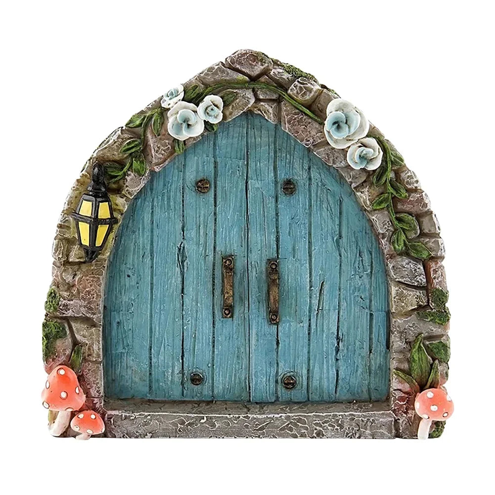 Elf Fairy Door Miniature Garden Tree Doors Miniature Yard Art Wooden Sculptures Mini Home Garden Doors Christmas Decoration