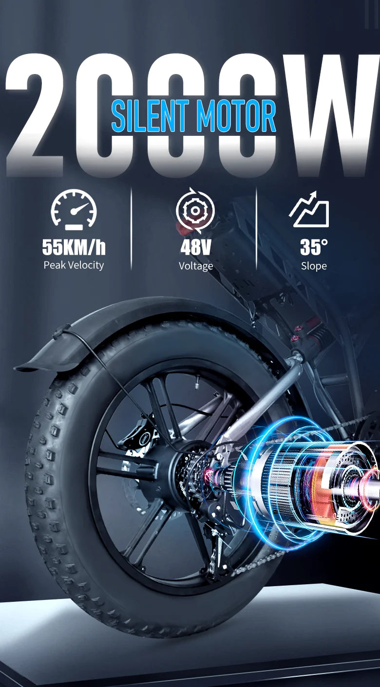 DEEPOWER S7PRO Off-Road Electric Bike 2000W 48V 60AH Battery All-Terrain Motorcycle Stylefor Oil Brake Adults Mountain Ebike
