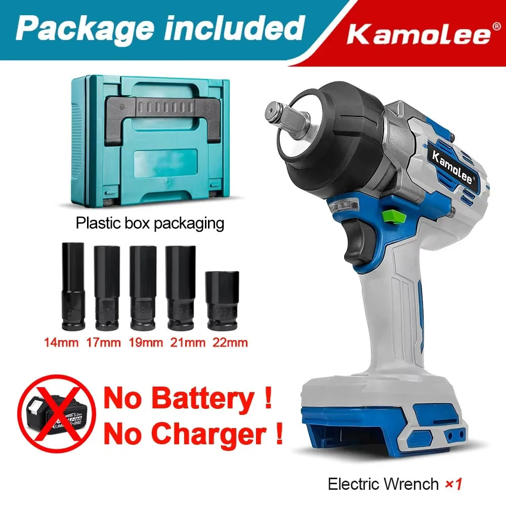 Kamolee 3100NM High Torque Wireless Charging Wrench 1/2 Inch 21V-24V Brushless Electric Impact Wrench Repair Power Tool Set