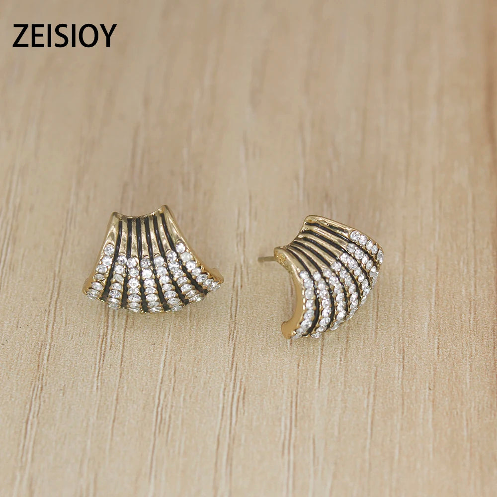 Advanced scallop temperament leopard print new women's earrings