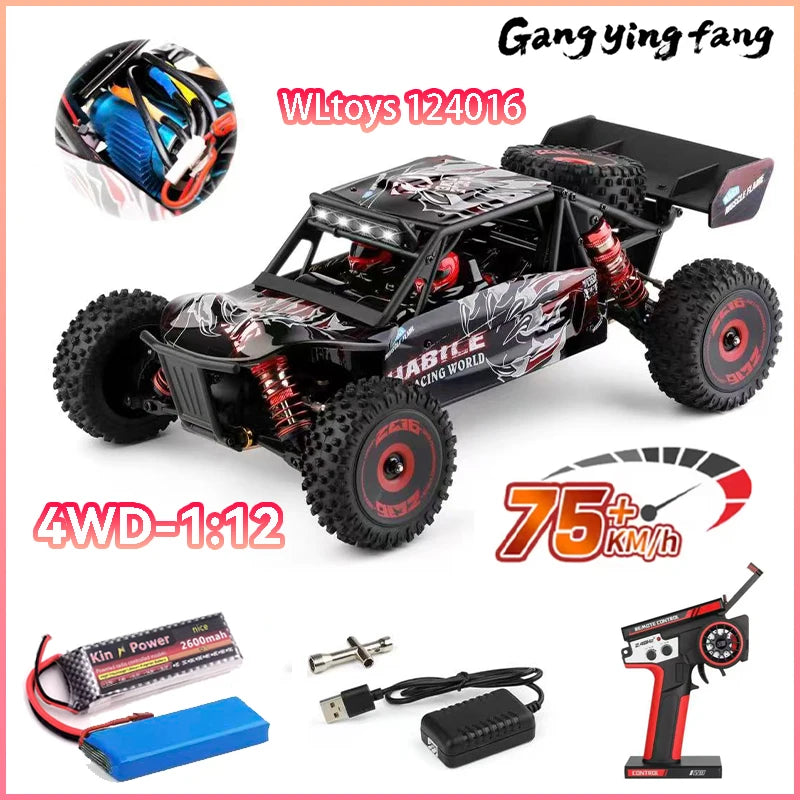 75 KM/H WLtoys 124016 V8 RC Car Brushless 4WD Electric High Speed Off-Road Remote Control Drift Rc Cars for Adults Toys