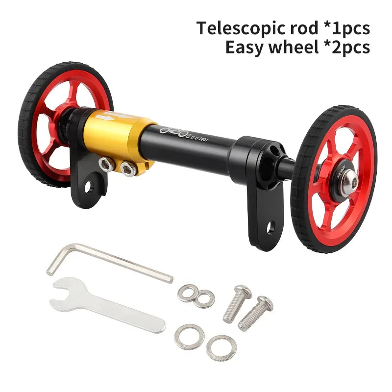 MUQZI Eazy Wheel and Extender Telescopic Mounting Axle Rod Kit Compatible with Brompton Folding Bike
