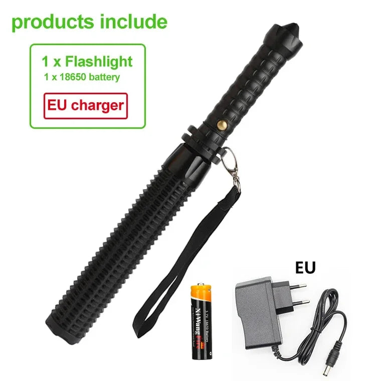 Wolf Tooth Stick Flashlight Strong Light Charging Outdoor Super Bright Multi Functional Telescopic Self Defense Window Patrol
