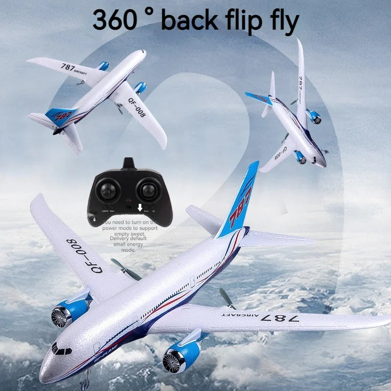 Qf008 Boeing 787 Three Channel Remote Control Aircraft Fixed Wing Foam Glider Aircraft Model Teaching Aircraft Introduction Toy