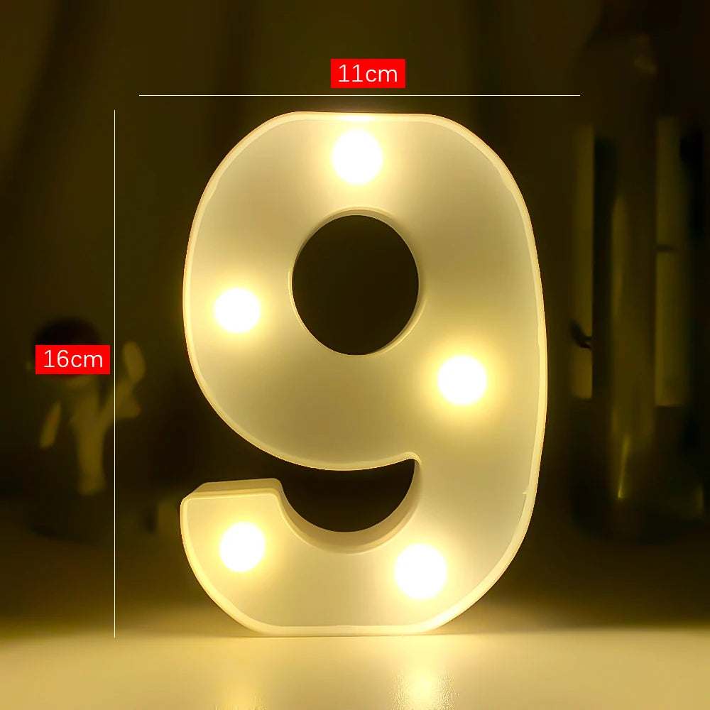 Creative Luminous Digital Number Letter Light AAA Battery Powered Lamp Night Light for Christmas Wedding Birthday Party Decor